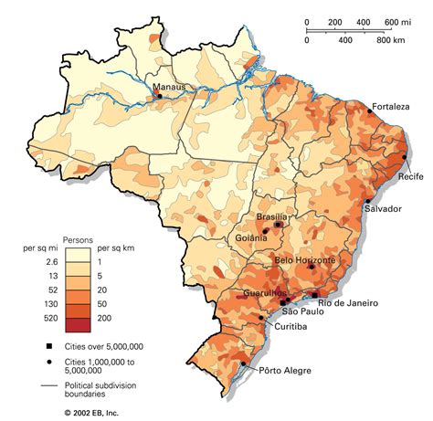 Brazil population density map - Population density map Brazil (South ...