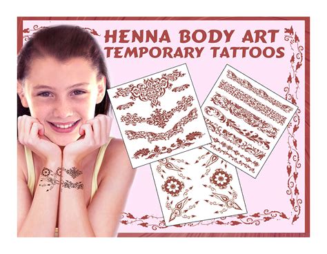 Buy Henna Tattoo for Girls - Extremely Fun Waterproof Kids Fake Tattoo - Kids Party Favors ...