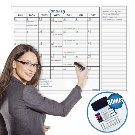 Delane Large Dry Erase Wall Calendar Planner, 24 x 36 Inch Erasable Calendar with Notes Section ...