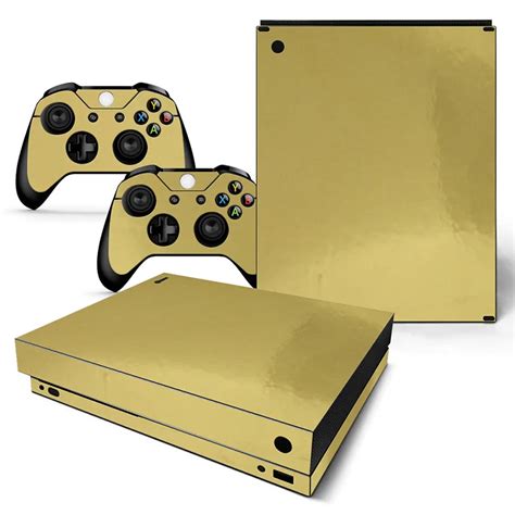 New Arrival Gold Glossy Skin Sticker for Xbox one X Console and ...