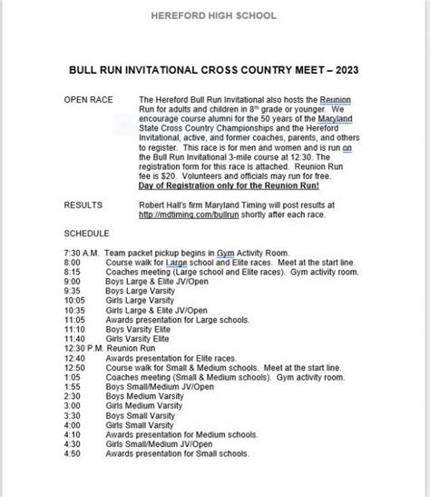 Bull Run Invitational 2023 - Meet Information