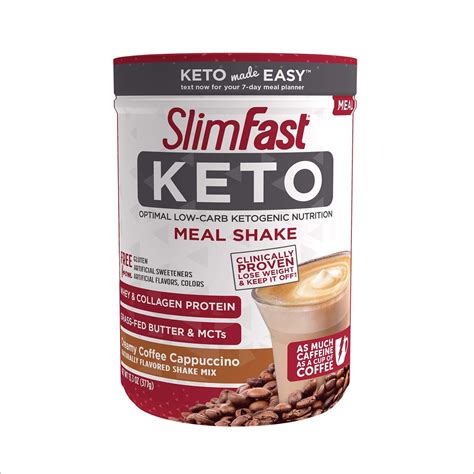 SlimFast Keto Meal Replacement Shake Powder, Creamy Coffee Cappuccino, 13.3 Oz Meal Replacement ...