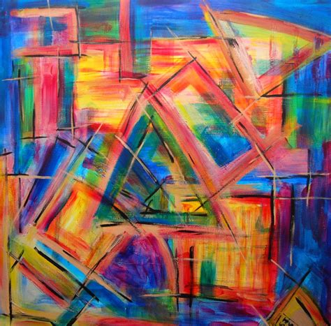 Large Abstract | 5 x 5 ft large vivid abstract painting on g… | Flickr