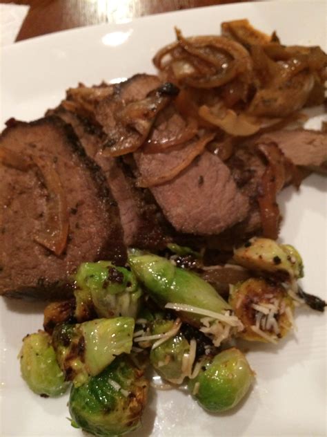 Beef Bottom Round Roast cooked in the slow cooker and Parmesan Brussels Sprouts! Good Good ...