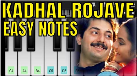 KADHAL ROJAVE Easy Piano Notes Walkband Tutorial | Mobile Piano Tamil Songs | Perfect Piano ...