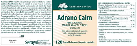 Adreno Calm - Genestra Brands - Energie PLP – Énergie PLP - Suppléments ...