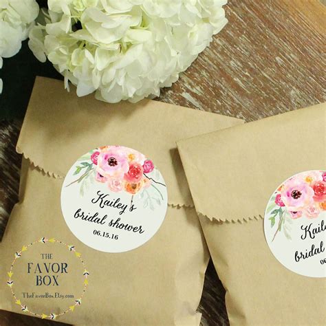 24 Wedding Favor Bags With Personalized Floral Bouquet Labels - Etsy ...