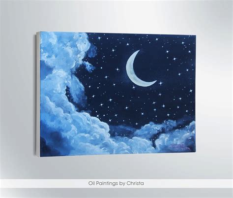 Moon And Stars Painting at PaintingValley.com | Explore collection of ...