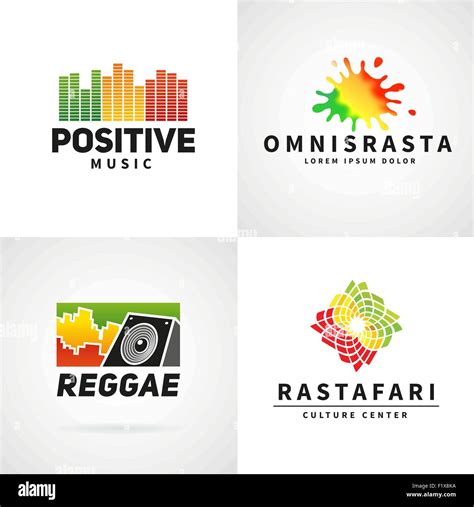 Set of positive africa ephiopia flag logo design. Jamaica reggae dance music vector template ...