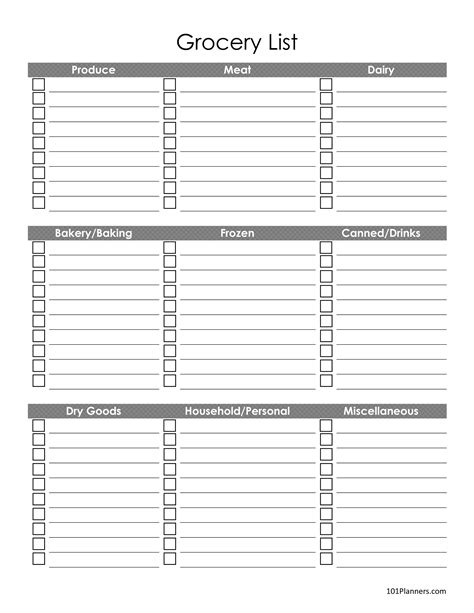 Grocery List Template | Free Printable