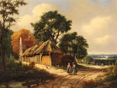 18th Century Painting Oil on Canvas "Landscape with Figures" For Sale at 1stdibs