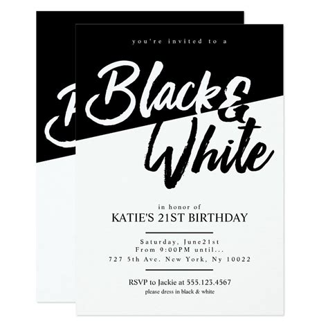 Modern Style Black and White Party Invitations | Zazzle.com in 2020 ...