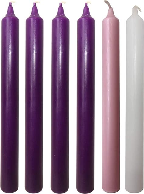 Advent Candle Set - Set of 6 Candles (4 Purple /1 Pink /1 Ivory or ...