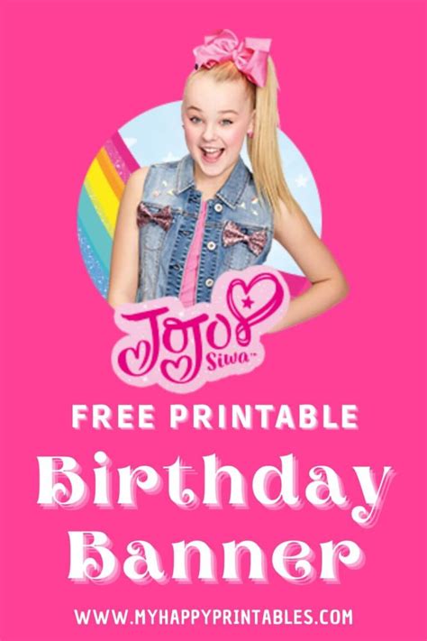 Free printable jojo siwa birthday banner - My Happy Printables