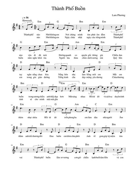 Thành phố buồn Sheet music for Piano (Solo) | Download and print in PDF or MIDI free sheet music ...