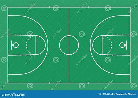 Green Basketball Court Floor with Line for Background. Basketball Field ...