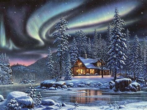 Christmas Cabin Wallpaper - WallpaperSafari