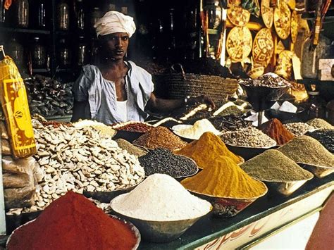 Omdurman - The spice market in Omdurman: piles of dry dates, karkad tea, cereals, chilly ...