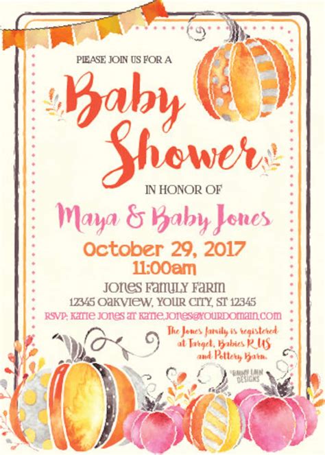 Fall Baby Shower Invitations Baby Shower Invitations Girl | Etsy