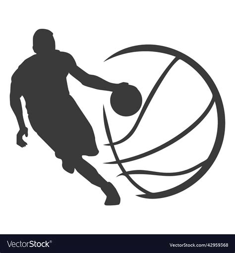 Basketball player ball silhouette Royalty Free Vector Image