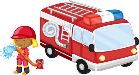 Fire engine Poster Cartoon - Vector cartoon fire truck and firefighters png download - 4051*2212 ...