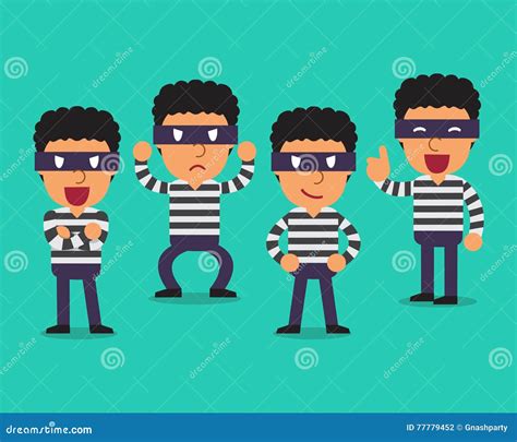 Cartoon Thief Character Poses Stock Vector - Illustration of creative ...