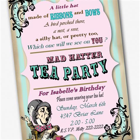 Mad Hatter Invitation Birthday Tea Party Custom by PartyEverAfter