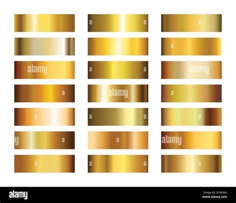 Golden metallic gradients. Light, realistic, elegant, shiny, metallic and golden gradient vector ...