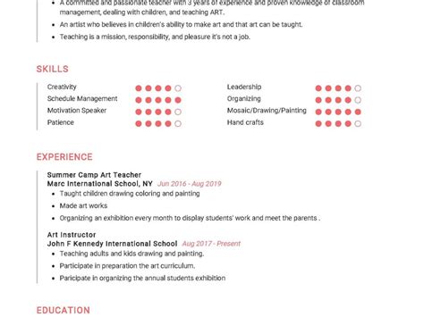 Art Teacher Resume Sample in 2024 - ResumeKraft