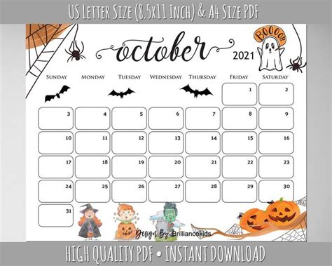 October Month Calendar 2022 Halloween Planner Printable - Etsy | October calendar, Halloween ...