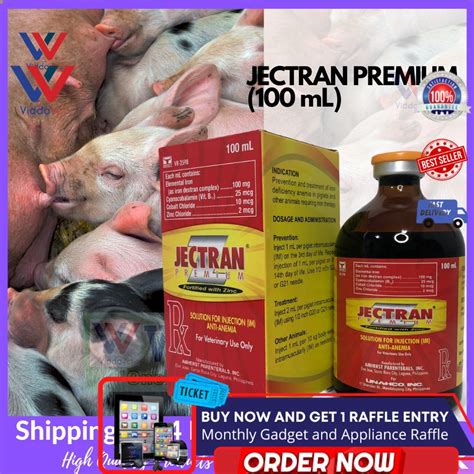 100ml Viddavet Univet Jectran Premium Fortified with Zinc Iron injection anemia piglets animals ...