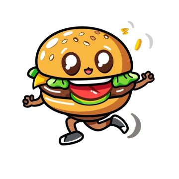 Super Cool Hamburger Food Character Mascot Running Isolated Cartoon In Flat Style Design, Mascot ...