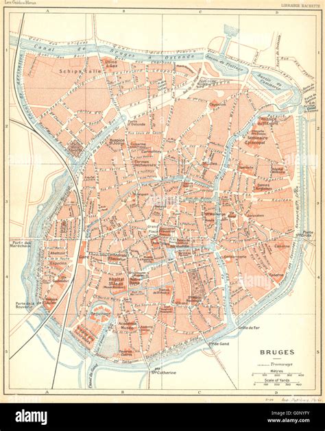 BELGIUM: Brugge Bruges. Town city ville plan carte map, 1924 Stock ...