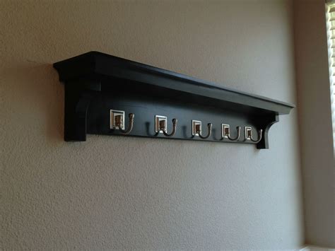 Hand Crafted Dark Walnut Wall Shelf With Hooks by JB Woodwork ...