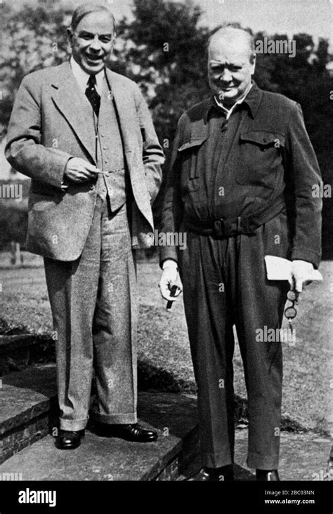 Winston Churchill in the gardens of Chequers with the Canadian Prime ...