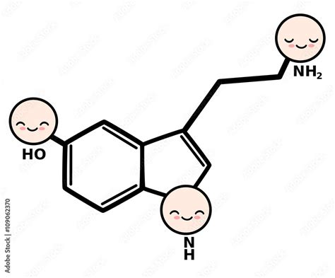 cute cartoon serotonin molecule vector illustration isolated on white background Stock Vector ...