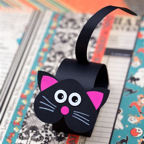 Make a Paper Bobble-Head Up Down Bright Black Cat Halloween Craft for ...