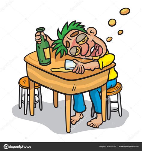 Drunk Man Sitting Drinking Alcohol Illustration Vector Cartoon Stock Vector by ©RujRujanavech ...