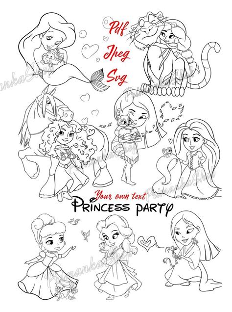 Personalized Coloring pages 10 PNG sheets Baby Princesses | Etsy in ...