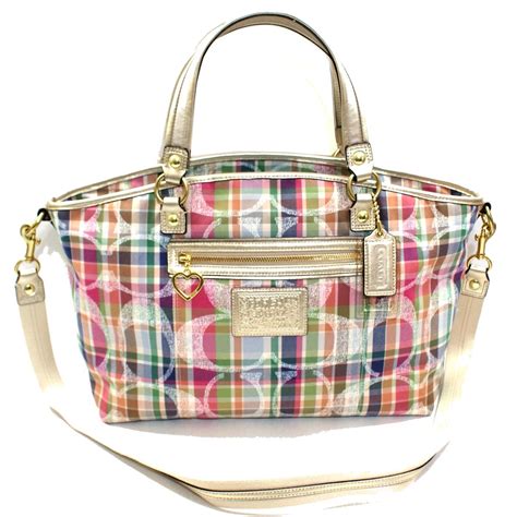 Coach Daisy Madras Large Satchel/ Shoulder Bag Multi-Color #23389 ...