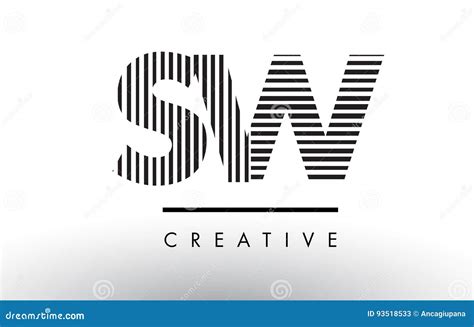 SW S W Black and White Lines Letter Logo Design. Stock Vector - Illustration of white, sign ...