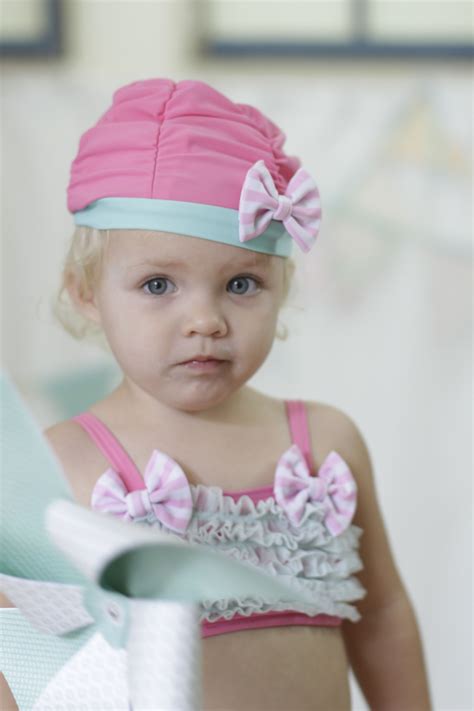 precious baby swim cap and ruffle babykini by froufrou & company | Baby swim cap, Baby swimming ...