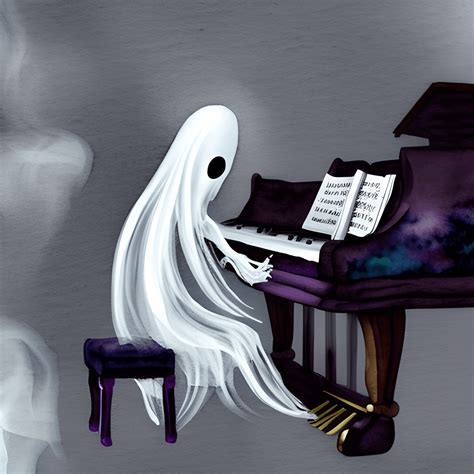 Ghost Playing Piano Watercolor Art · Creative Fabrica