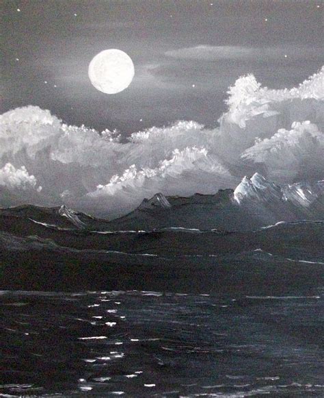 Moon Over The Sea Painting by Asa Jones