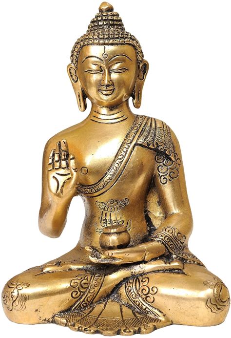 Buy Exotic India Buddha in The Vitarka Mudra - Brass Statue Online at ...