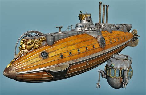 steampunk steam submarine 3d model