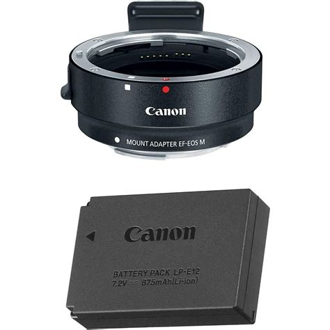 Canon EOS M Mount Adapter with Canon LP-E12 Lithium-ion Battery Pack for Canon EOS M50, M100 ...