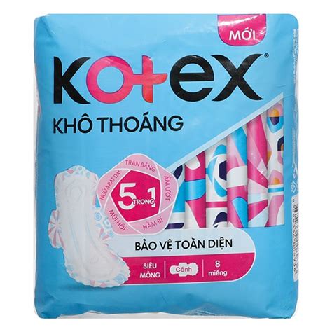 Băng vệ sinh Kotex Khô Thoáng có cánh 8 miếng, siêu thấm, giá tốt - AVAKids.com