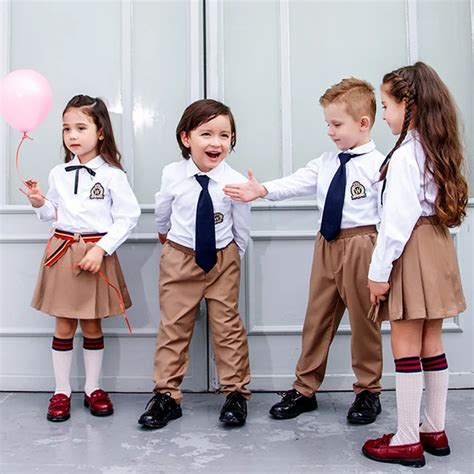 New Spring Kids England Kindergarten Primary School Uniforms Girls Boys Cotton Shirt Skirt ...