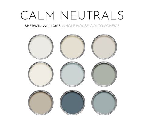 Calm Neutrals Sherwin Williams Paint Palette, Modern Neutral Calm ...